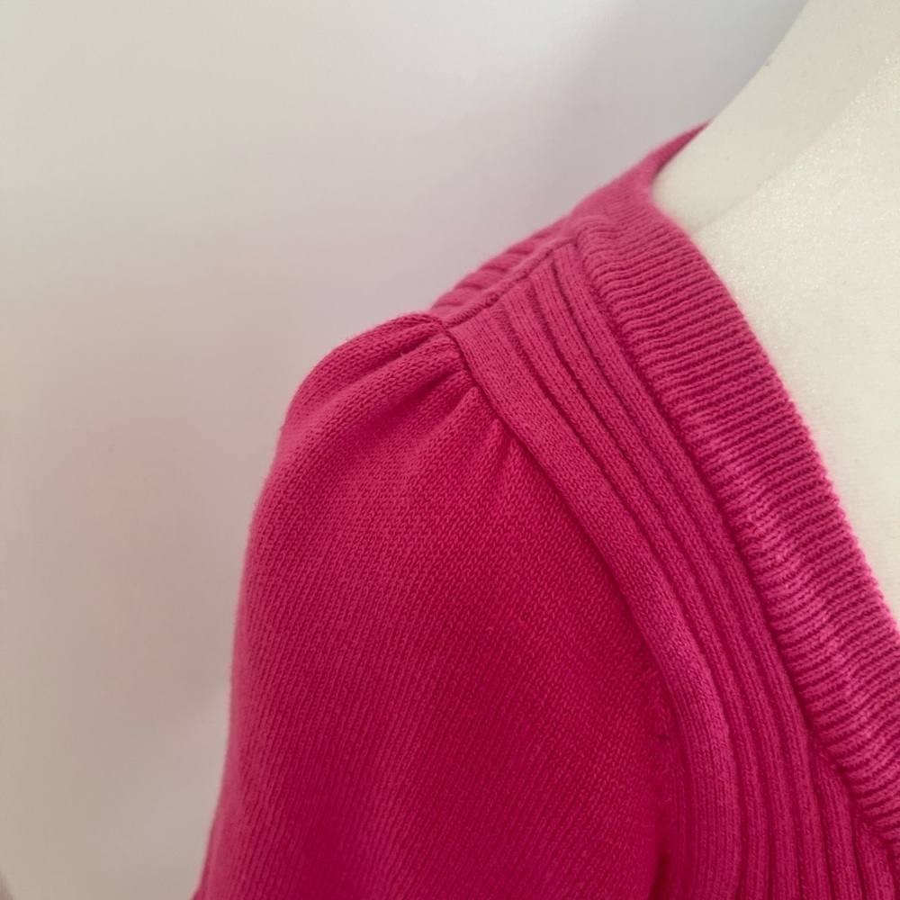 Y2K pink knit babydoll Shortsleeve scoop neck top ruffle sz M fairy coquette - Picture 3 of 8